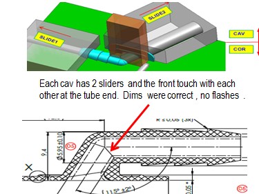 8 cav mould with Material change for Plastic Tube out